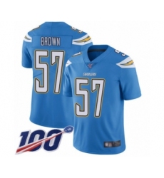 Men's Los Angeles Chargers #57 Jatavis Brown Electric Blue Alternate Vapor Untouchable Limited Player 100th Season Football Jersey