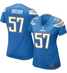 Women's Nike Los Angeles Chargers #57 Jatavis Brown Game Electric Blue Alternate NFL Jersey