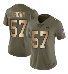 Women's Nike Los Angeles Chargers #57 Jatavis Brown Limited Olive/Gold 2017 Salute to Service NFL Jersey