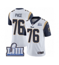 Men's Nike Los Angeles Rams #76 Orlando Pace White Vapor Untouchable Limited Player Super Bowl LIII Bound NFL Jersey