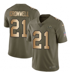 Youth Nike Los Angeles Rams #21 Nolan Cromwell Limited Olive/Gold 2017 Salute to Service NFL Jersey
