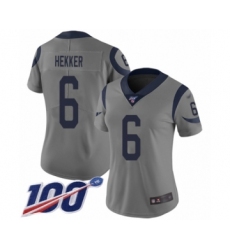 Women's Los Angeles Rams #6 Johnny Hekker Limited Gray Inverted Legend 100th Season Football Jersey