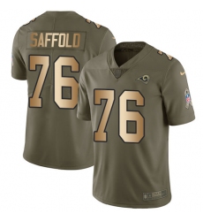 Men's Nike Los Angeles Rams #76 Rodger Saffold Limited Olive/Gold 2017 Salute to Service NFL Jersey
