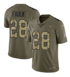 Men's Nike Los Angeles Rams #28 Marshall Faulk Limited Olive/Camo 2017 Salute to Service NFL Jersey