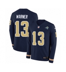 Youth Nike Los Angeles Rams #13 Kurt Warner Limited Navy Blue Therma Long Sleeve NFL Jersey