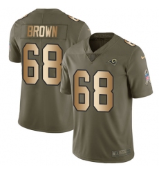 Men's Nike Los Angeles Rams #68 Jamon Brown Limited Olive/Gold 2017 Salute to Service NFL Jersey