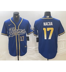Men's Los Angeles Rams #17 Puka Nacua Number Royal With Cool Base Stitched Baseball Jersey