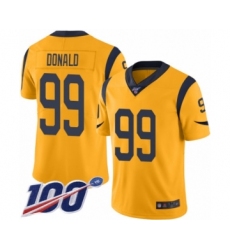Men's Los Angeles Rams #99 Aaron Donald Limited Gold Rush Vapor Untouchable 100th Season Football Jersey