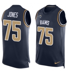 Men's Nike Los Angeles Rams #75 Deacon Jones Limited Navy Blue Player Name & Number Tank Top NFL Jersey