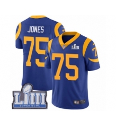 Men's Nike Los Angeles Rams #75 Deacon Jones Royal Blue Alternate Vapor Untouchable Limited Player Super Bowl LIII Bound NFL Jersey