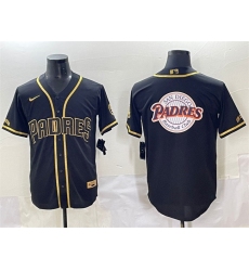 Men's San Diego Padres Team Big Logo Black Gold Stitched Baseball Jersey