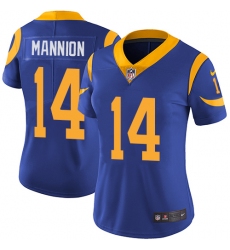 Women's Nike Los Angeles Rams #14 Sean Mannion Elite Royal Blue Alternate NFL Jersey