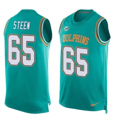 Men's Nike Miami Dolphins #65 Anthony Steen Limited Aqua Green Player Name & Number Tank Top NFL Jersey
