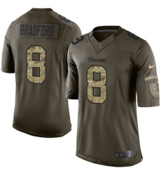 Youth Nike Minnesota Vikings #8 Sam Bradford Elite Green Salute to Service NFL Jersey