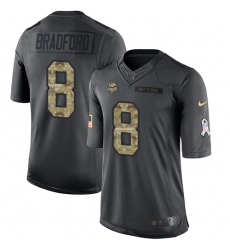 Youth Nike Minnesota Vikings #8 Sam Bradford Limited Black 2016 Salute to Service NFL Jersey