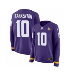 Women's Nike Minnesota Vikings #10 Fran Tarkenton Limited Purple Therma Long Sleeve NFL Jersey