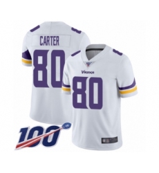 Men's Minnesota Vikings #80 Cris Carter White Vapor Untouchable Limited Player 100th Season Football Jersey