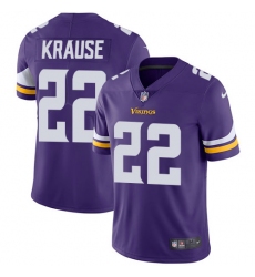 Youth Nike Minnesota Vikings #22 Paul Krause Purple Team Color Vapor Untouchable Limited Player NFL Jersey
