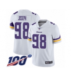 Men's Minnesota Vikings #98 Linval Joseph White Vapor Untouchable Limited Player 100th Season Football Jersey