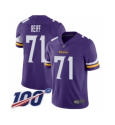 Men's Minnesota Vikings #71 Riley Reiff Purple Team Color Vapor Untouchable Limited Player 100th Season Football Jersey