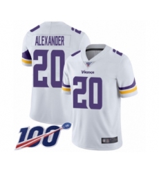 Men's Minnesota Vikings #20 Mackensie Alexander White Vapor Untouchable Limited Player 100th Season Football Jersey