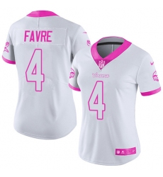 Women's Nike Minnesota Vikings #4 Brett Favre Limited White/Pink Rush Fashion NFL Jersey