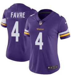 Women's Nike Minnesota Vikings #4 Brett Favre Purple Team Color Vapor Untouchable Limited Player NFL Jersey