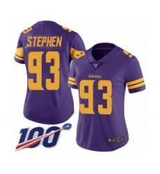 Women's Minnesota Vikings #93 Shamar Stephen Limited Purple Rush Vapor Untouchable 100th Season Football Jersey