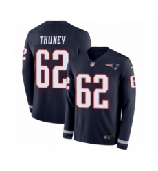 Youth Nike New England Patriots #62 Joe Thuney Limited Navy Blue Therma Long Sleeve NFL Jersey