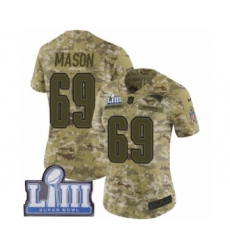 Women's Nike New England Patriots #69 Shaq Mason Limited Camo 2018 Salute to Service Super Bowl LIII Bound NFL Jersey