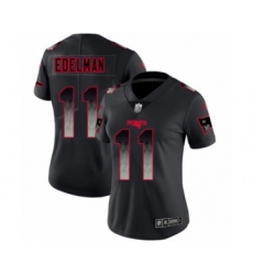 Women's New England Patriots #11 Julian Edelman Limited Black Smoke Fashion Football Jersey