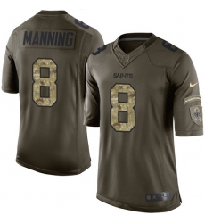 Men's Nike New Orleans Saints #8 Archie Manning Elite Green Salute to Service NFL Jersey