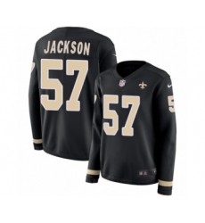 Women's Nike New Orleans Saints #57 Rickey Jackson Limited Black Therma Long Sleeve NFL Jersey
