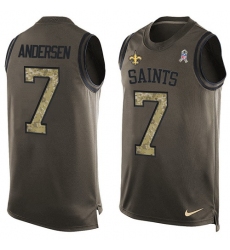 Men's Nike New Orleans Saints #7 Morten Andersen Limited Green Salute to Service Tank Top NFL Jersey