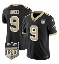 Men's New Orleans Saints #9 Drew Brees Black 2026 F.U.S.E 60th Anniversary Vapor Limited Football Stitched Jersey