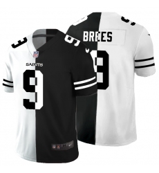 Men's New Orleans Saints #9 Drew Brees Black White Limited Split Fashion Football Jersey
