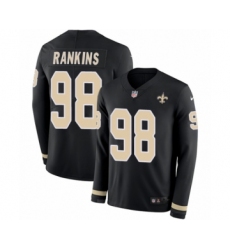 Youth Nike New Orleans Saints #98 Sheldon Rankins Limited Black Therma Long Sleeve NFL Jersey