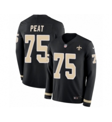 Men's Nike New Orleans Saints #75 Andrus Peat Limited Black Therma Long Sleeve NFL Jersey