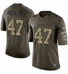 Men's Nike New Orleans Saints #47 Alex Anzalone Elite Green Salute to Service NFL Jersey