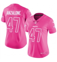 Women's Nike New Orleans Saints #47 Alex Anzalone Limited Pink Rush Fashion NFL Jersey