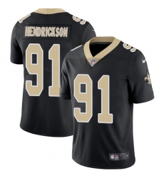 Youth Nike New Orleans Saints #91 Trey Hendrickson Black Team Color Vapor Untouchable Limited Player NFL Jersey