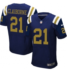 Men's Nike New York Jets #21 Morris Claiborne Elite Navy Blue Alternate NFL Jersey
