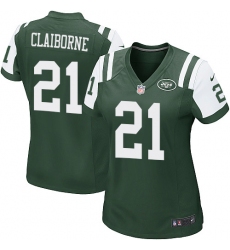 Women's Nike New York Jets #21 Morris Claiborne Game Green Team Color NFL Jersey