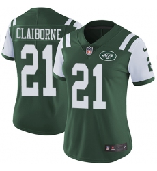 Women's Nike New York Jets #21 Morris Claiborne Green Team Color Vapor Untouchable Limited Player NFL Jersey