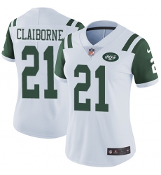 Women's Nike New York Jets #21 Morris Claiborne White Vapor Untouchable Limited Player NFL Jersey
