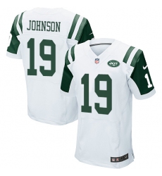 Men's Nike New York Jets #19 Keyshawn Johnson Elite White NFL Jersey