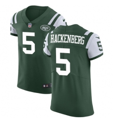 Men's Nike New York Jets #5 Christian Hackenberg Elite Green Team Color NFL Jersey