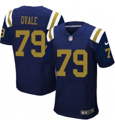 Men's Nike New York Jets #79 Brent Qvale Elite Navy Blue Alternate NFL Jersey