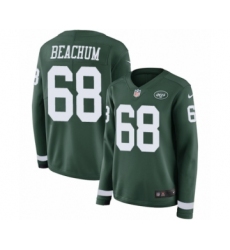 Women's Nike New York Jets #68 Kelvin Beachum Limited Green Therma Long Sleeve NFL Jersey