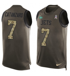 Men's Nike New York Jets #7 Chandler Catanzaro Limited Green Salute to Service Tank Top NFL Jersey